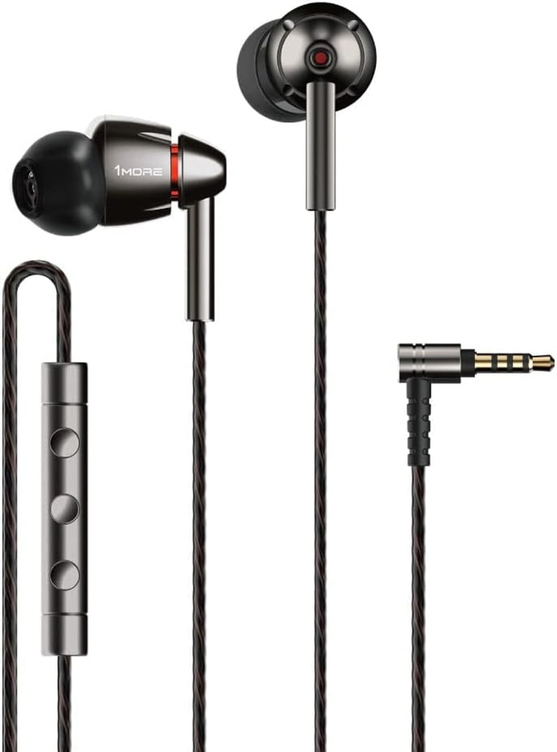 1More Dual Driver Fülhallgató - Könnyű In-Ear Fejhallgató Kettős Meghajtóval, Mély Basszussal, Beépített Mikrofonnal, 18,5g