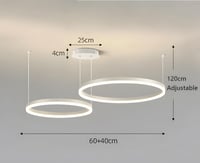 YYUTLUO Modern LED Csillár - 2 Fehér-Arany Gyűrű (40+60cm, 40W) - Távirányítós Fényerőszabályzós Függőlámpa Nappaliba - Minimalista Mennyeze 3