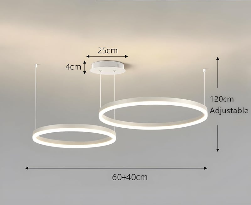 YYUTLUO Modern LED Csillár - 2 Fehér-Arany Gyűrű (40+60cm, 40W) - Távirányítós Fényerőszabályzós Függőlámpa Nappaliba - Minimalista Mennyeze