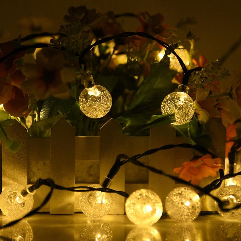 Goodia 8m-es Napelemes Kültéri Fényfüzér 40 LED-del, 8 Üzemmód, IP65 Vízálló