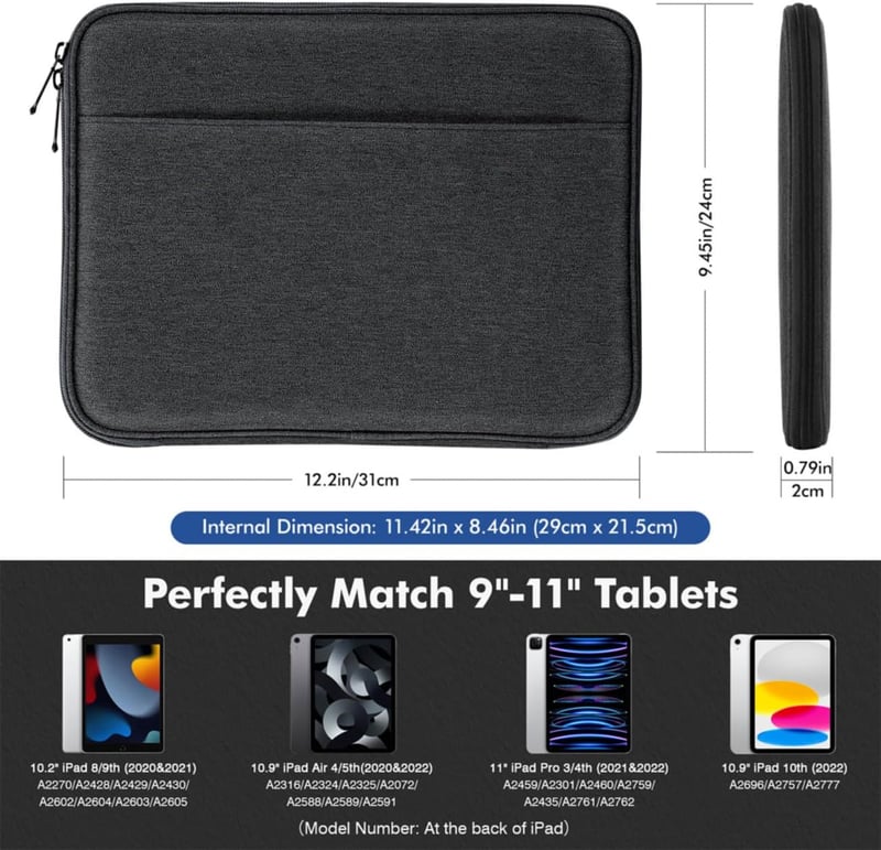 iPad Air M2 11" MoKo Tablet Tok - Fekete-Szürke Poliészter Védőtok Rekeszekkel