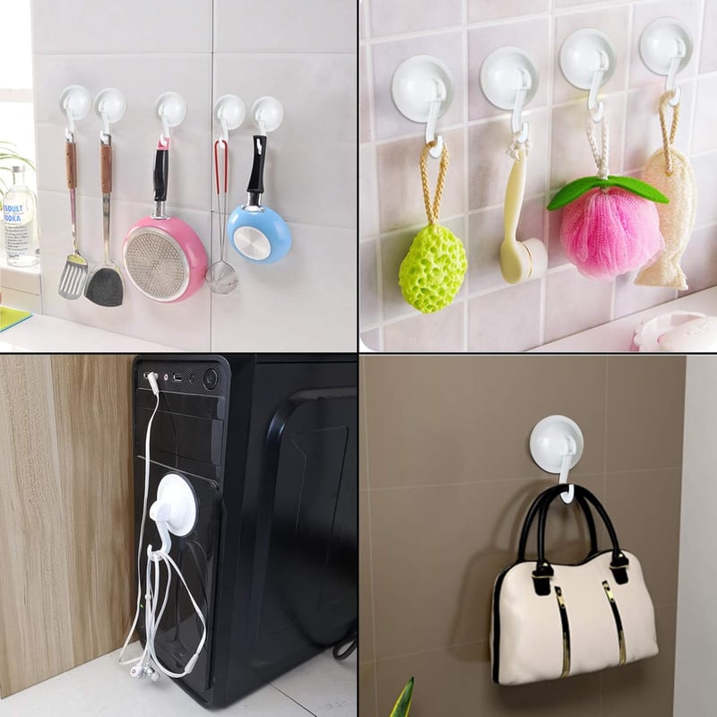 FZGUSYAF Erős Tapadókorongos Akasztó Szett - 8 db Újrahasználható Vákuumos Fali Kampó Fürdőszobába, Konyhába, Irodába - Fúrás Nélkül, 6 kg T