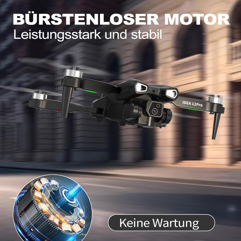Tolatoyus 12PRO Drón 4K HD Kamerával, Kefe Nélküli Motorral, 5G WiFi FPV, 135° Állítható Kamera, Kezdőknek és Haladóknak, 2 Akkumulátorral, 