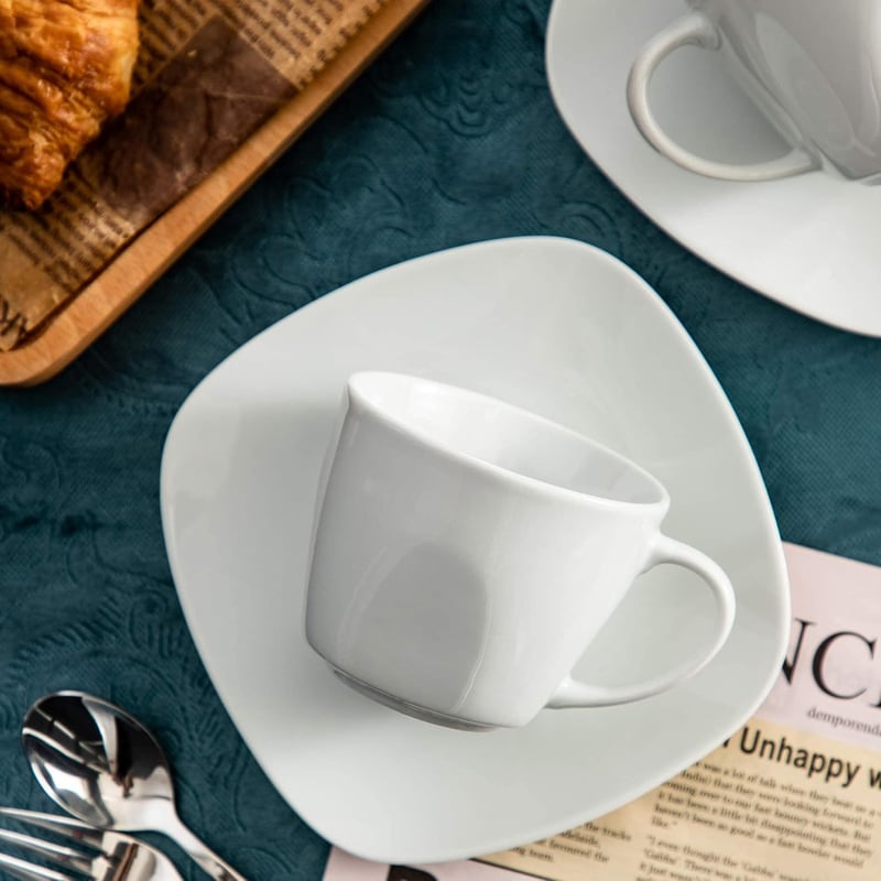 MALACASA Elisa 12 részes krémfehér porcelán kávéskészlet 6 személyre