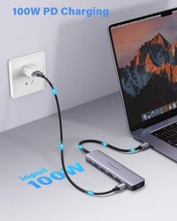 Newmight 7 az 1-ben USB-C Dokkoló Állomás Kettős Monitor Támogatással - 2 HDMI, 3 USB 3.0, 100W PD - Dell, HP, iPhone 15 Kompatibilis 6