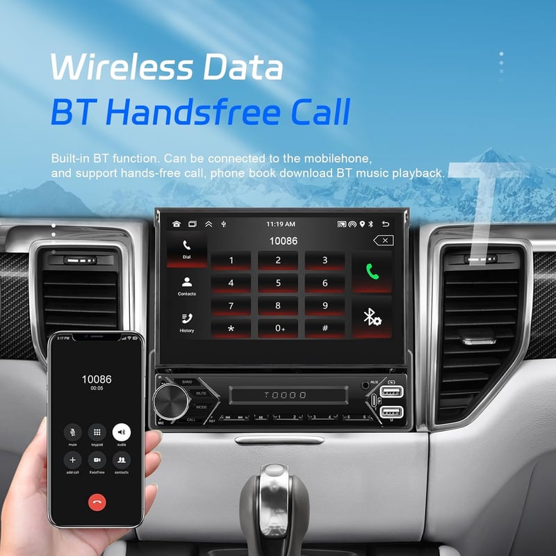SIXWIN 1 DIN Android 13 Autórádió 7" Kihúzható Érintőképernyővel - CarPlay, Mirrorlink, Bluetooth, WiFi, GPS, 64GB Tárhely, Tolatókamerával