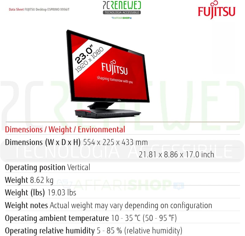 Fujitsu Esprimo X956 23" All-in-One PC - i5, 8GB RAM, 240GB SSD, Win11