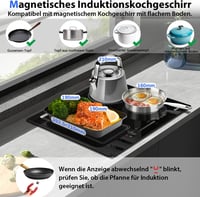 Cooksir 4 zónás indukciós főzőlap 3500W, kombinált grillzónával, 59 cm-es, dugós csatlakozással, érintőszenzoros vezérléssel, fekete üvegker 4