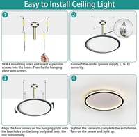 MOONSEA Fekete LED Mennyezeti Lámpa 41,5 cm - Távirányítós, Fényerőszabályozható, 28W, 3000K-6000K Állítható Színhőmérséklet, Hálószobába, K 5