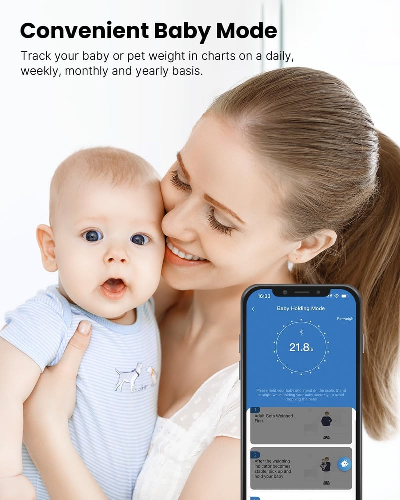 RENPHO Bluetooth Okos Testzsírmérleg - BMI, Izomtömeg, Víz, Fehérje Mérés, Fekete