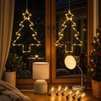 Esti fényvarázs lámpacsomag: 2 db LED ablakdísz + asztali lámpa + E27 LED izzó, 2700K 1