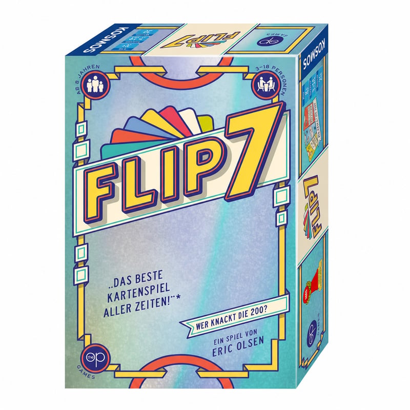 Kartová hra Kosmos Flip 7 – Spoločenská hra na princípe Blackjacku pre 3 – 18 hráčov, od 8 rokov — Bez bonusových kariet (stav: pozri 2. obrázok)