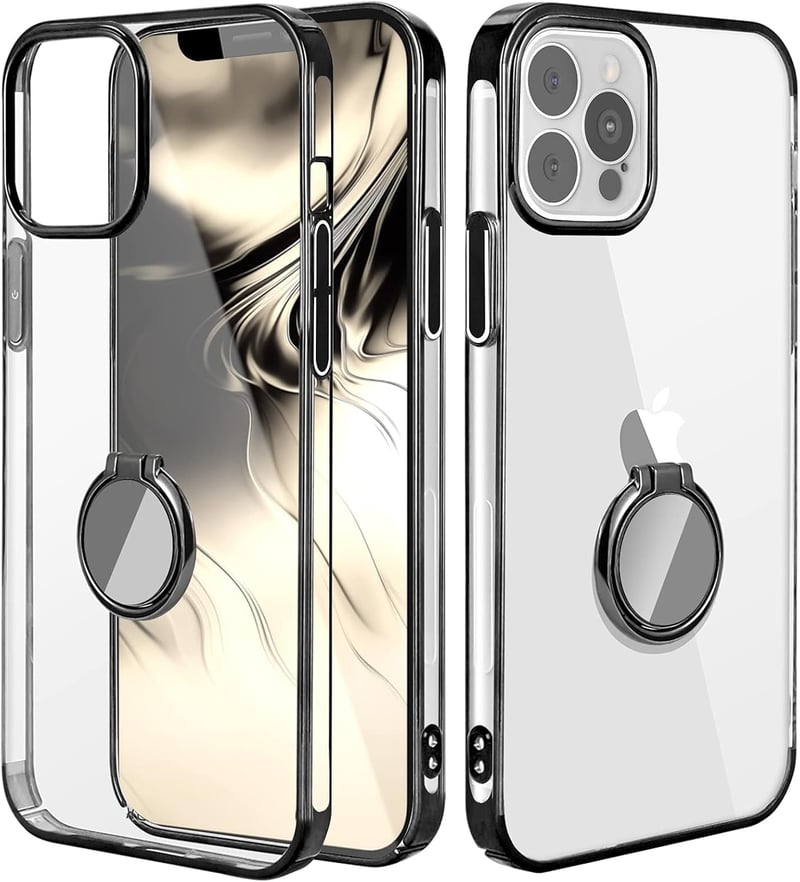 iPhone 13 Pro Max vékony átlátszó tok fekete kerettel - AICase