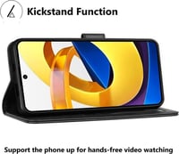 Poco M4 Pro 5G mágneses bőrtok 3 kártyatartóval - Fekete 4