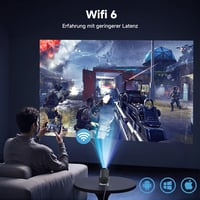 Polocsh HY300 Pro Mini Projektor WiFi6 és BT5.2 - Hordozható Android 11.0 Házimozi 180° Forgatható, Automatikus Keystone, 130" Képernyő, 720 4