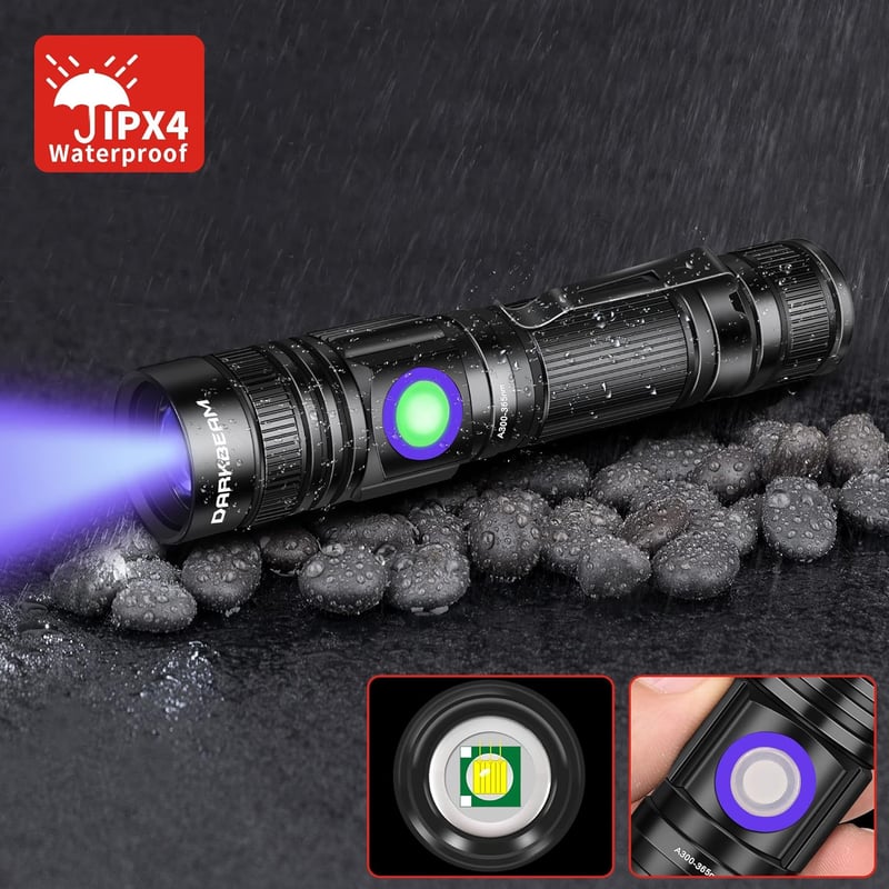 DARKBEAM UV Zseblámpa Szett - 365nm & 395nm, Újratölthető, Kisállat Vizelet Detektor, 2 db