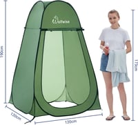 WolfWise Hordozható Zuhanyzó és Öltöző Sátor - Pop-Up Kemping Privát Fülke, Vízálló Polyester, 190 cm Magas, Zöld 6