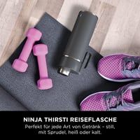 Ninja Thirsti 530ml Hőszigetelt Utazópalack - Szürke Rozsdamentes Acél Termosz Szénsavas, Hideg és Meleg Italokhoz, Szivárgásmentes Fedéllel 3