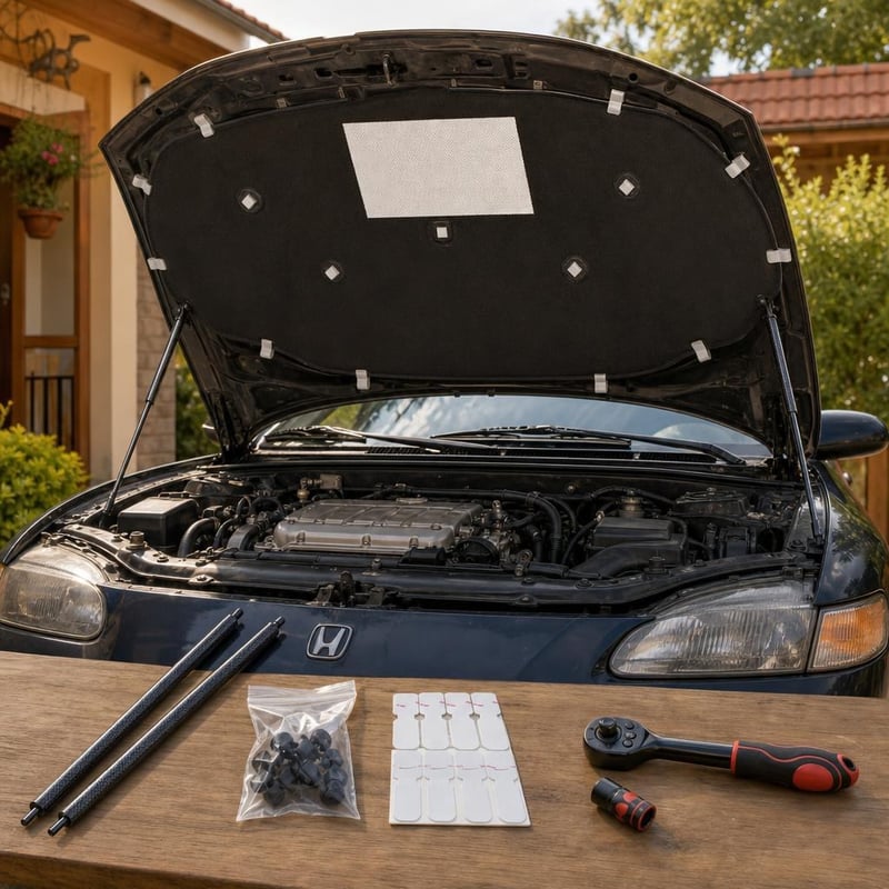 Sada pre kapotu Honda Prelude: 1x vzpera + odhlučnenie + 50x príchytka + račňa