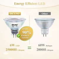 DiCUNO GU5.3 LED Izzó 6W - Dimmelhető MR16 Spotlámpa, 4000K Természetes Fehér, 440lm, 12V, 60W Halogén Helyettesítő, 40° Szórási Szög, 10 Da 3