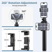 ULANZI MT-70 Szelfibot Állvány 158cm, Távirányítóval és 2 Levehető Telefontartóval, 360°-os 5