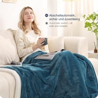 Yorbay XXL Elektromos Takaró - 10 Hőfokozat, Időzítő, Túlmelegedés Elleni Védelem, Szürke-Kék 7