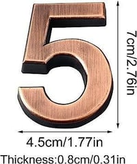Modern 3D Házszám - Öntapadós Antik Réz 5-ös Ajtószám 5