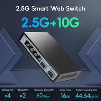 SODOLA 2.5G Webes Menedzselhető Switch - 4 x 2.5G RJ45 + 2 x 10G SFP+ Port, 60Gbps Sávszélesség, VLAN/QoS Támogatás, Fém Ház, Hálózati Kapcs 3