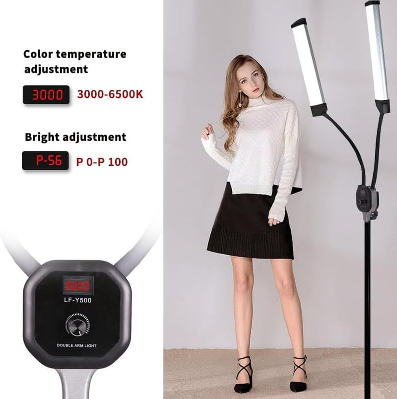 GSKAIWEN 50W Szabályozható LED Videó Lámpa Szett Állvánnyal és Hordtáskával - Smink, Szempilla, Tetoválás Fotózáshoz - 3000-6500K, CRI 90+