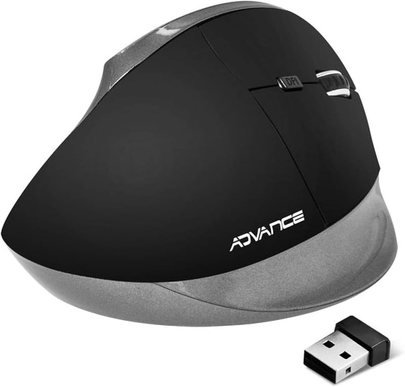 Advance ergonomikus függőleges irodai egér - vezeték nélküli, fekete