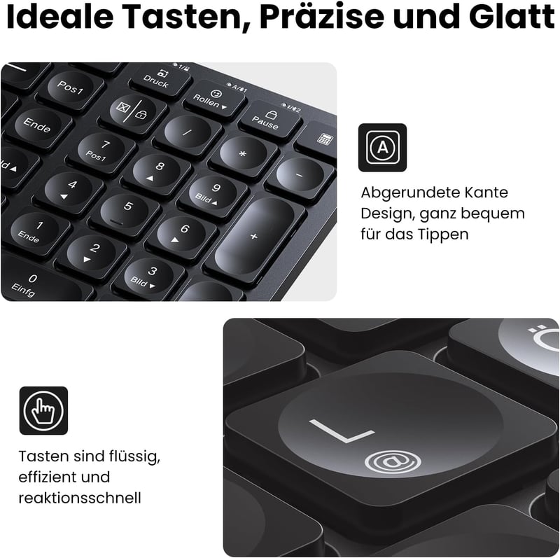 UGREEN Bluetooth billentyűzet-egér szett, vezeték nélküli, német kiosztás