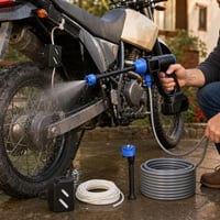 Set za njegu motocikla: štitnik spremnika + 2mm zaštitna navlaka + akumulatorski perač pod tlakom 1