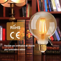 EXTRASTAR G80 Edison Vintage LED Izzó, 2db, 6W, E27, Meleg Fehér 2200K, 48W Egyenértékű, Retro Antik Dekorációs Lámpa 6