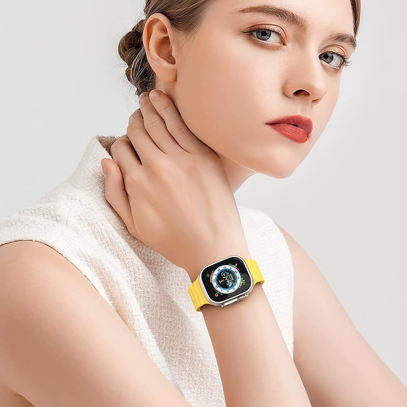Apple Watch Szilikon Sportszíj 49/45/44/42mm - Fehér/Fekete