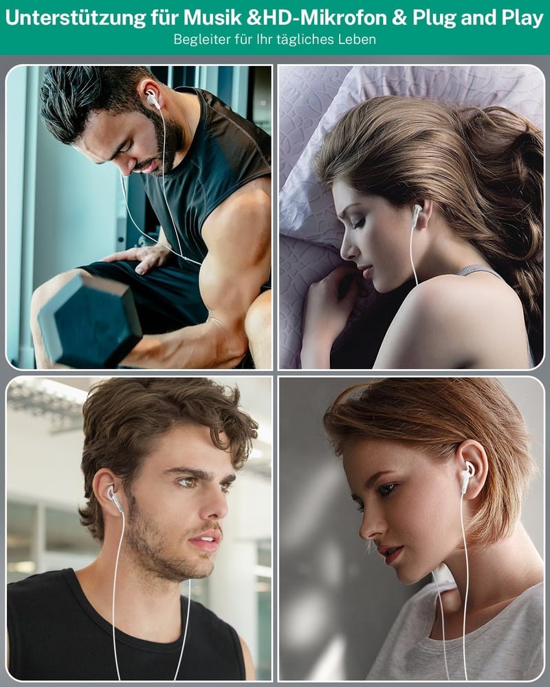 USB C Fülhallgató Samsung Galaxy S24 S23 Ultra A35 S25 iPhone 15 16 Pro Pixel 8 Xiaomi 14 Készülékekhez - HiFi Sztereó Vezetékes In-Ear Head