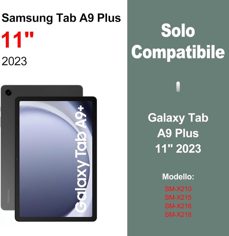JADEMALL Bluetooth Billentyűzetes Tok Samsung Galaxy Tab A9+/A9 Plus 11" Tablethez, Tolltartóval, Sötétzöld-Fehér, SM-X210/X215/X216/X218 Mo