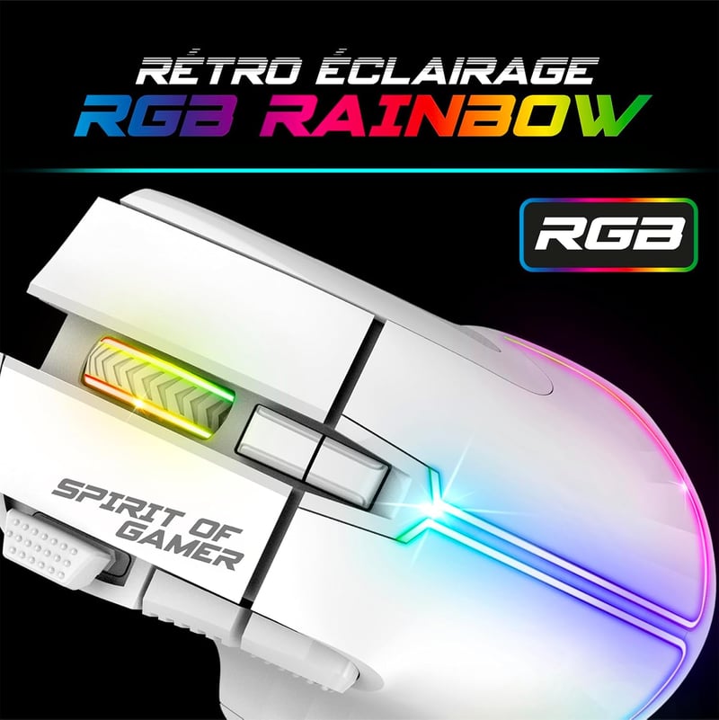 Spirit of Gamer x MK600 Vezeték Nélküli Félmechanikus Gamer Billentyűzet és Egér Szett - Fehér, RGB, 4800 DPI, Újratölthető, PC/PS4/PS5/Xbox