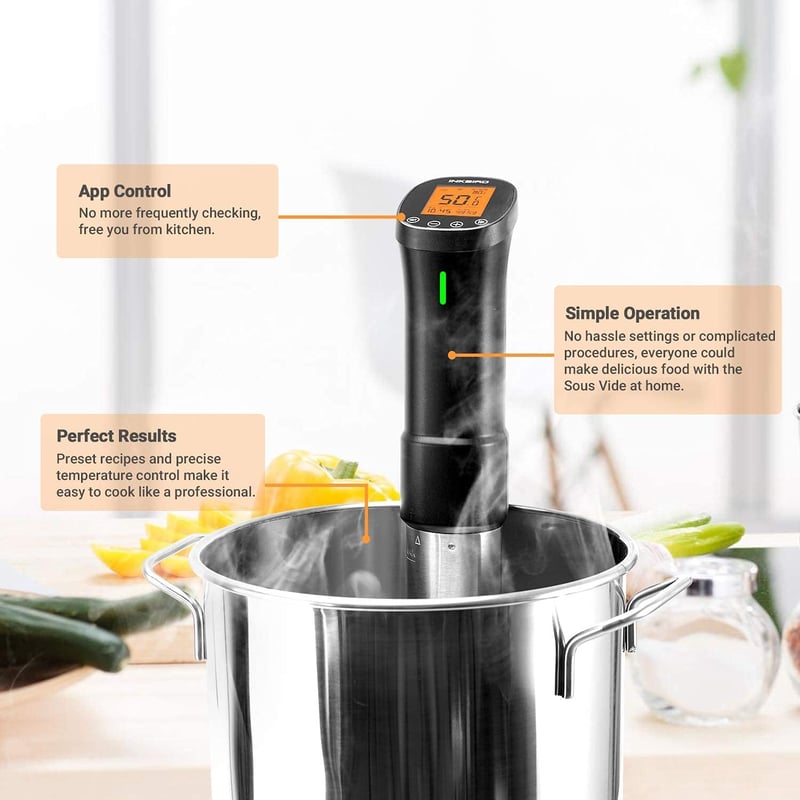Inkbird WiFi Sous Vide Botmixer 1000W - Rozsdamentes Acél Vízkeringető Főző 12L Kapacitással, Pontos Hőmérséklet Szabályozás, Applikációs Ve