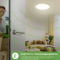 zemty LED Mennyezeti Lámpa Radar Mozgásérzékelővel, 19W 4000K, 1800LM, IP44 Vízálló, Kerek Lapos Fali Lámpa Folyosóra, Garázsba, Erkélyre 9