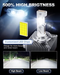 SUPAREE D3S LED fényszóró izzó készlet, 20.000 lumen, 35W, Canbus kompatibilis, xenon HID helyettesítő, 6500K fehér fény, 2 db 2