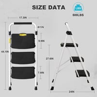 HBTower Összecsukható 3 Lépcsős Létra, Gumírozott Fogantyúval, Csúszásgátló Kialakítással, 150 kg Teherbírással, Otthoni és Irodai Használat 5