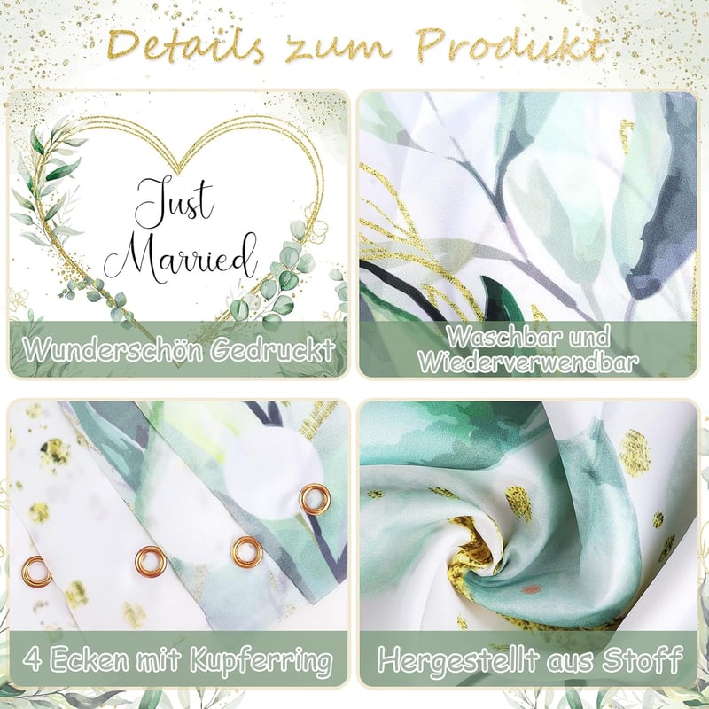 Óriás Esküvői Szív Kivágáshoz 200x180cm - Just Married Lepedő 2 Ollóval