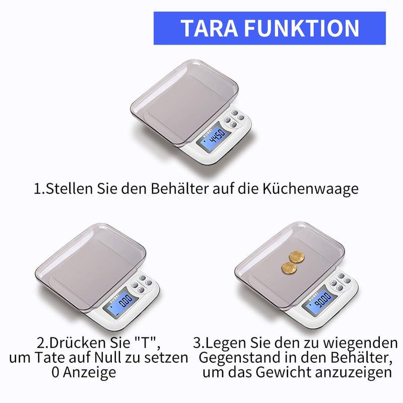 KUBEI digitális konyhai mérleg 1kg/0,01g - USB töltés, nagy pontosságú, ékszerhez, pénzérméhez