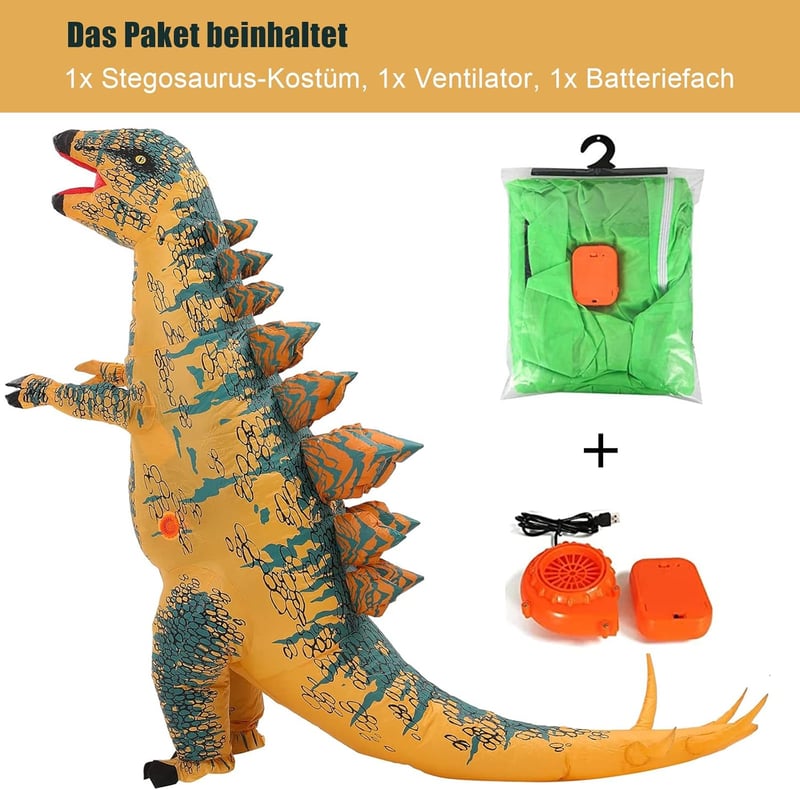 Felfújható Stegosaurus jelmez felnőtteknek - Vicces dinoszaurusz kosztüm Halloweenre