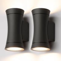 EDISHINE Kétirányú LED Kültéri-Beltéri Fali Lámpa, Sötétszürke Fém, IP44 Vízálló, GU10 Foglalat, Modern Terasz Erkély Világítás 1