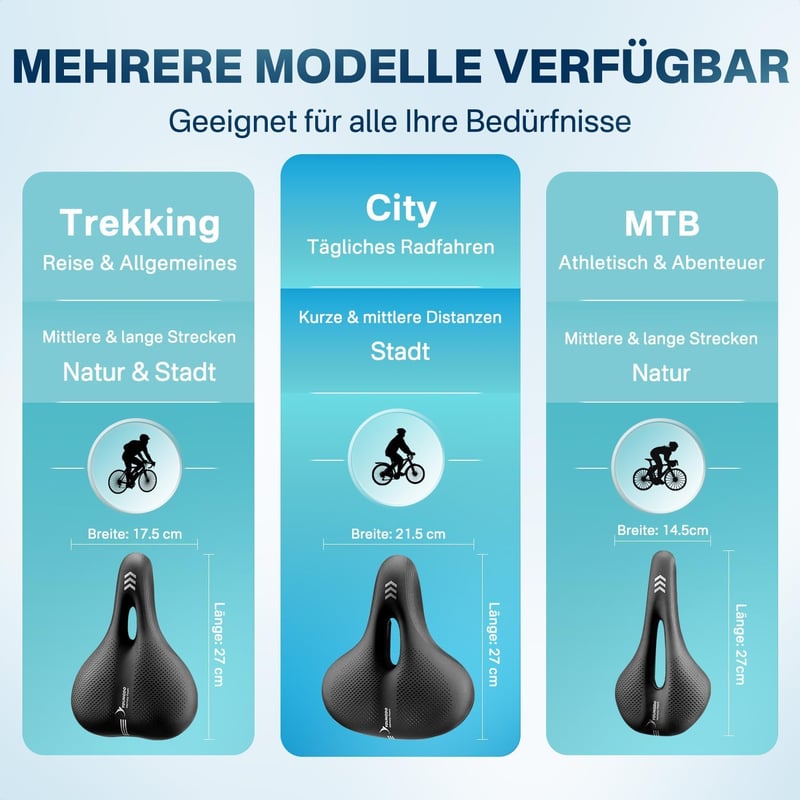 YOUNGDO Ergonomikus Kerékpár Nyereg, Memóriahabos Kényelmes Üléspárna, Vízálló, Légáteresztő, Ütéselnyelő, Férfi és Női Városi Biciklihez, F