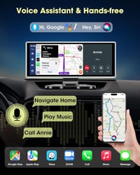 Vtopek 11,26" Vezeték Nélküli Apple CarPlay Android Autó Kijelző 2.5K Menetrögzítővel, Tolatókamerával, Bluetooth 5.0, Tükrözés Funkcióval,  4