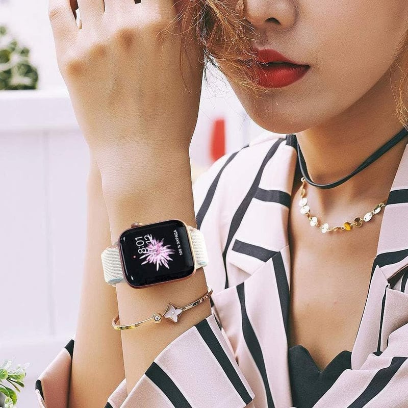 Apple Watch nylon szíj 38-41 mm - Fehér, kék, rózsaszín