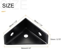 Sourcing Map 4 db Fekete Acél Sarokvas 38x38mm - Íróasztal, Ágy Merevítő 2