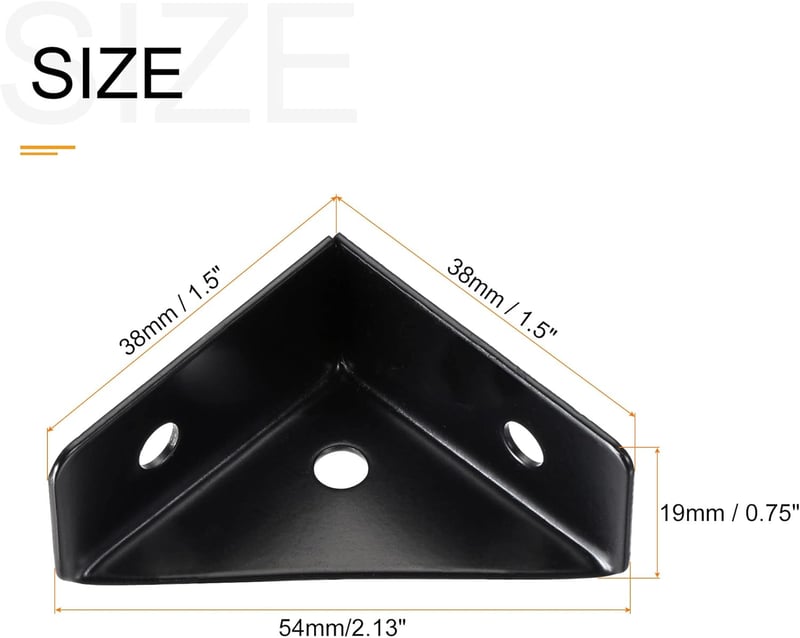 Sourcing Map 4 db Fekete Acél Sarokvas 38x38mm - Íróasztal, Ágy Merevítő